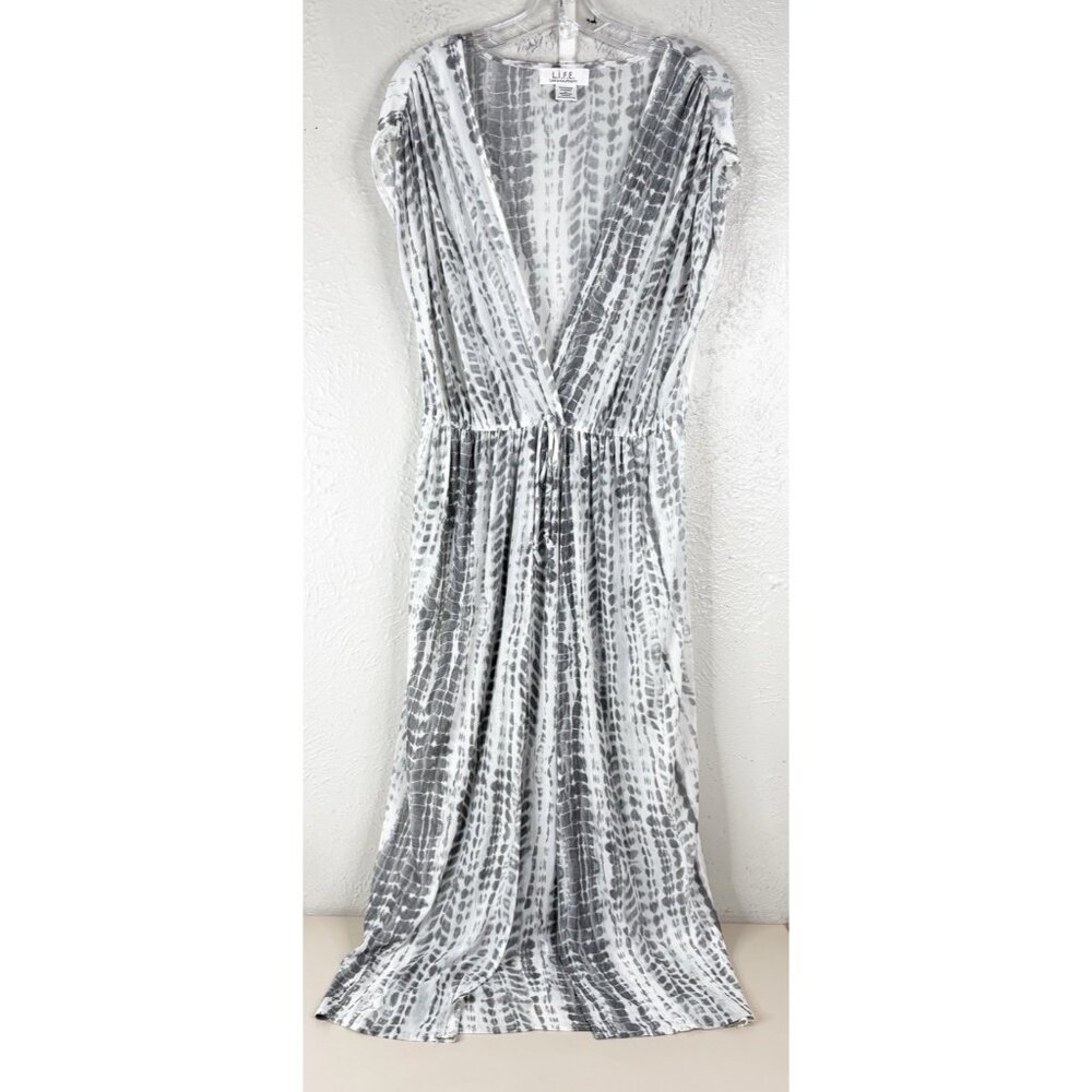 Love Is For Eternity Medium Gray & White Swim Coverup Sheer Poly/Span 50"LEUC